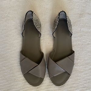 VINCE Idara Snake Leather Flat